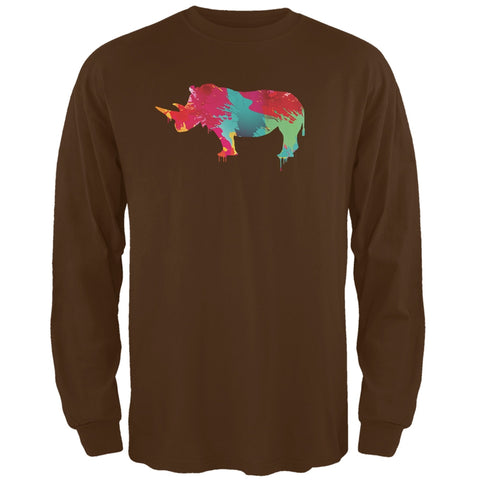 Splatter Rhino Brown Adult Long Sleeve T-Shirt