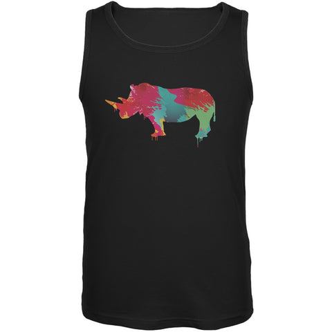 Splatter Rhino Black Adult Tank Top