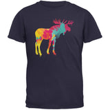 Splatter Moose Navy Adult T-Shirt