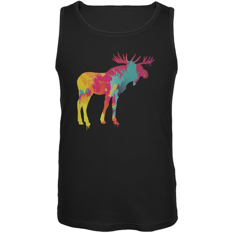 Splatter Moose Black Adult Tank Top