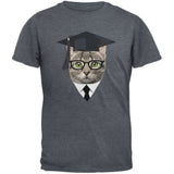Graduation Funny Cat Dark Heather Adult T-Shirt