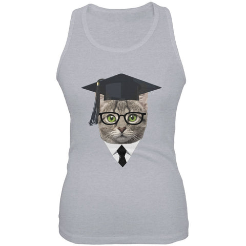 Graduation Funny Cat Heather Grey Juniors Soft Tank Top