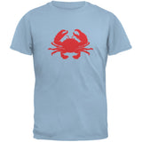 Summer - Crab Faux Stitched Light Blue Adult T-Shirt