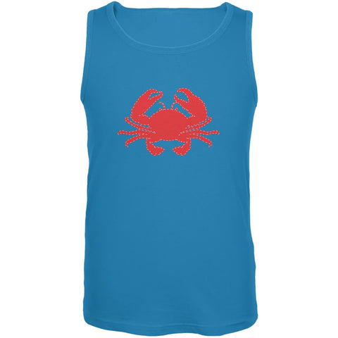 Summer - Crab Faux Stitched Turquoise Adult Tank Top