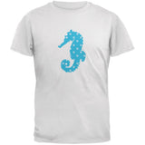Summer - Seahorse Faux Stitched Sapphire Blue Adult T-Shirt