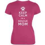 Mother's Day - Dog Keep Calm Rescue Mom Aqua Juniors Soft T-Shirt