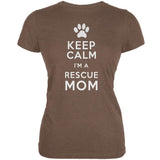 Mother's Day - Dog Keep Calm Rescue Mom Aqua Juniors Soft T-Shirt