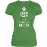 Mother's Day - Dog Keep Calm Rescue Mom Aqua Juniors Soft T-Shirt