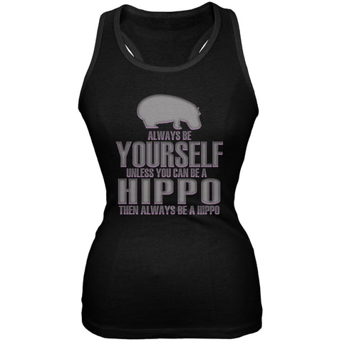Always Be Yourself Hippo Black Juniors Soft Tank Top