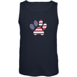 4th of July Patriotic Dog Paw Navy Adult Tank Top