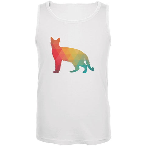 Cat Geometric White Adult Tank Top