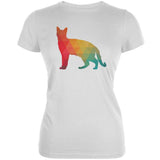 Cat Geometric Navy Juniors Soft T-Shirt