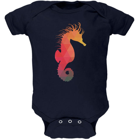 Seahorse Geometric Navy Soft Baby One Piece