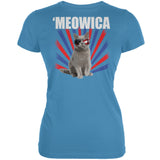 Cat 4th of July Meowica Aqua Juniors Soft T-Shirt