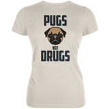 Pugs Not Drugs Cream Juniors Soft T-Shirt