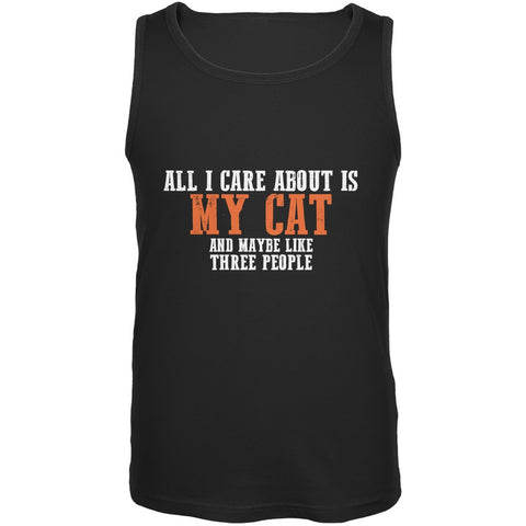 Sarcastic Care About My Cat Black Adult Tank Top
