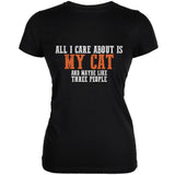 Sarcastic Care About My Cat Aqua Juniors Soft T-Shirt