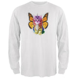 Rainbow Butterfly Unicorn Kitten White Adult Long Sleeve T-Shirt
