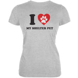 I Heart My Shelter Pet Aqua Juniors Soft T-Shirt