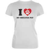 I Heart My Shelter Pet Aqua Juniors Soft T-Shirt