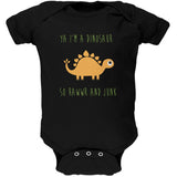 Ya I'm a Dinosaur - Stegosaurus Black Soft Baby One Piece