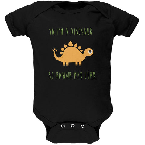 Ya I'm a Dinosaur - Stegosaurus Black Soft Baby One Piece