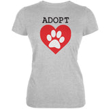 Adopt Heart Paw Aqua Juniors Soft T-Shirt