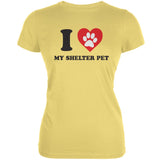 I Heart My Shelter Pet Aqua Juniors Soft T-Shirt