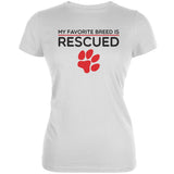 My Favorite Breed Is Rescued Light Blue Juniors Soft T-Shirt