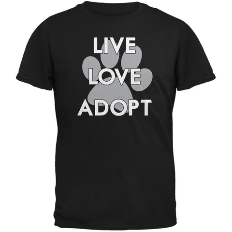 Live Love Adopt Black Adult T-Shirt