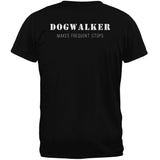 Dog Dogwalker Badge Makes Frequent Stops Black Adult T-Shirt