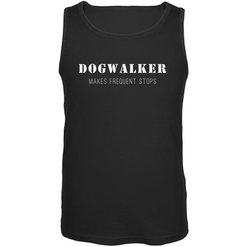 Dog Dogwalker Makes Frequent Stops Black Adult Tank Top