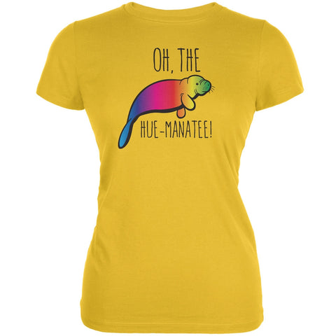 PAWS - Oh The Hue-Manatee Bright Yellow Juniors Soft T-Shirt