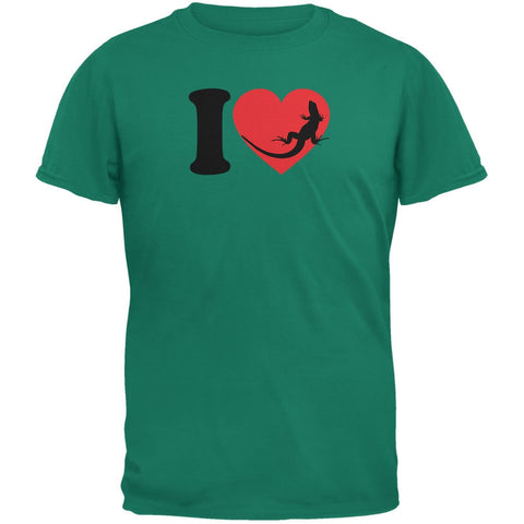 I Heart Love Lizard Lizards Jade Green Adult T-Shirt