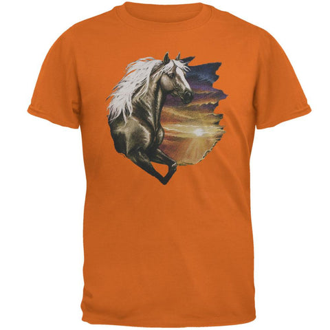Horse Running Through Sunset Adult T-Shirt