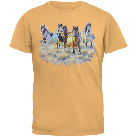 Horses In Meadow Adult T-Shirt