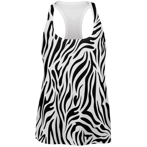 Zebra Print White All Over Womens Tank Top
