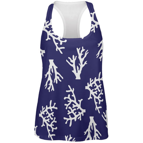 Coral on Navy All Over Womens Tank Top