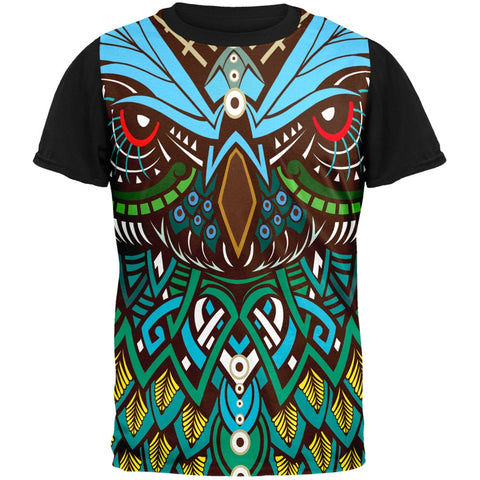 Trippy Owl Adult Black Back T-Shirt