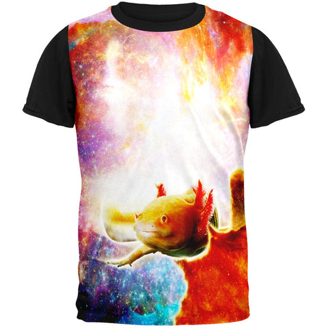 Galaxy Axolotl Mexican Salamander Adult Black Back T-Shirt