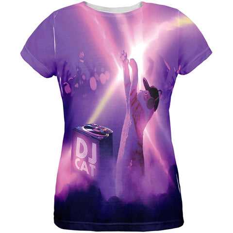 DJ Kitty Cat Club All Over Womens T-Shirt