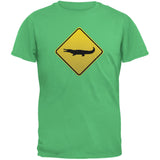 Alligator Crossing Sign Black Adult T-Shirt