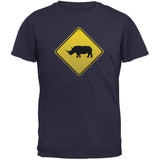 Rhino Crossing Sign Black Adult T-Shirt