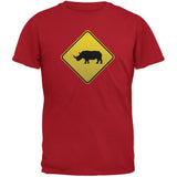 Rhino Crossing Sign Black Adult T-Shirt