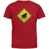Gorilla Crossing Sign Black Adult T-Shirt