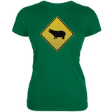 Hippo Crossing Sign Black Juniors Soft T-Shirt