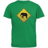 Elephant Crossing Sign Black Adult T-Shirt