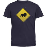 Lion Crossing Sign Black Adult T-Shirt