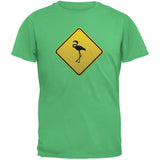 Flamingo Crossing Sign Black Adult T-Shirt