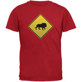 Lion Crossing Sign Black Adult T-Shirt